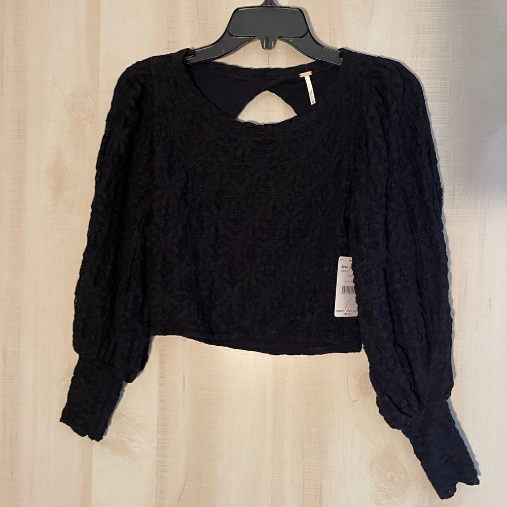 NWT Free People Tea time long puff sleeve top, size XS boho whimsigoth lace‎ - Picture 5 of 15